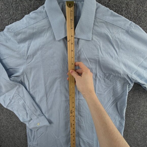 Brooks Brothers Extra-Slim 16-34 Non-Iron Spread Check Blue Cotton Button Up Men - Picture 4 of 16